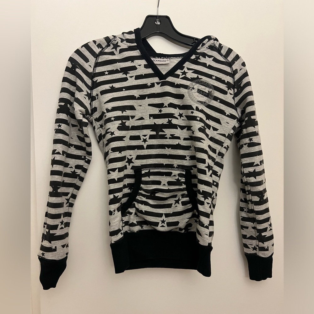 New Black and Silver/Grey Juniors XS Sweatshirt with Hood/Hoodie